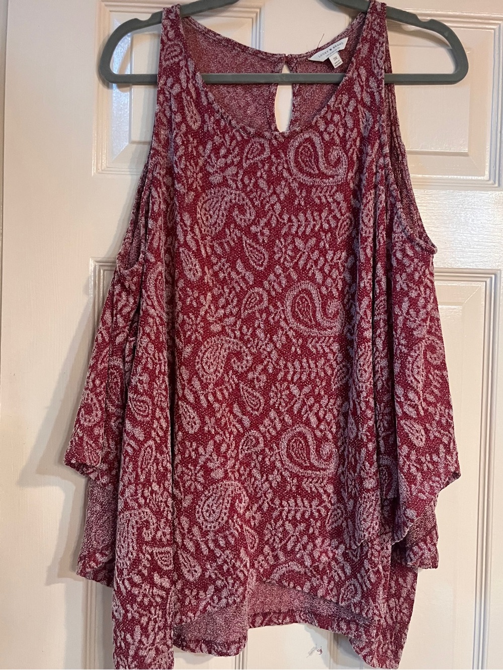 Lucky Brand Burgundy Paisley Cold-Shoulder Tunic